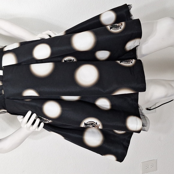 Five Plus Black Mesh Panel Pin Up Retro Boho Polka Dot Fit & Flare Dress Size S - Picture 3 of 14